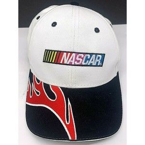 Winners Circle Nascar Hat White Black with Flames One Size Adjustable